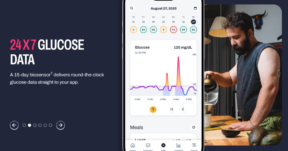 Signos glucose data in an app
